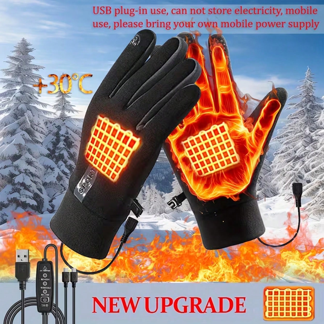 Cycling Commute Essentials - Rękawice grzewcze bez baterii | Dwustronne,